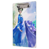 Lady in Blue Dress - Waterverf Schilderij Klembord (Links)