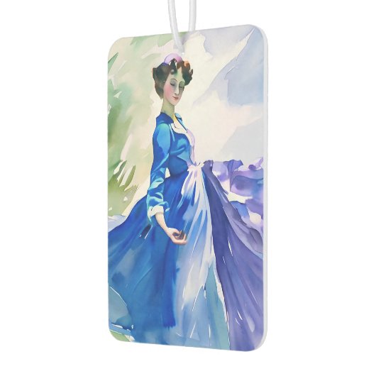 Lady in Blue Dress - Waterverf Schilderij Luchtverfrisser (Links)