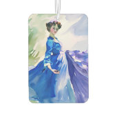 Lady in Blue Dress - Waterverf Schilderij Luchtverfrisser (Achterkant)