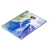 Lady in Blue Dress - Waterverf Schilderij Notitieboek (Linkerzijde)