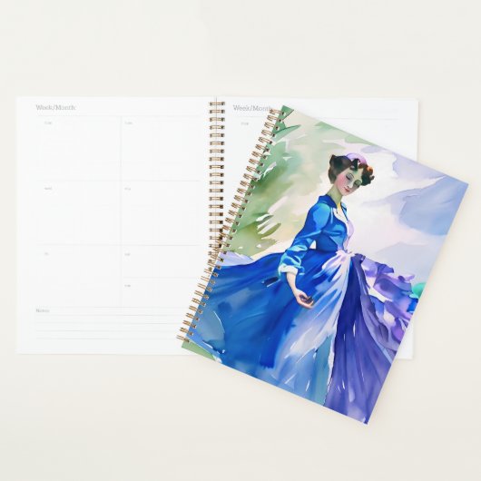 Lady in Blue Dress - Waterverf Schilderij Planner (Display)