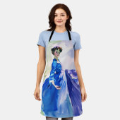 Lady in Blue Dress - Waterverf Schilderij Schort (Gedragen)