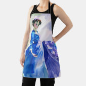 Lady in Blue Dress - Waterverf Schilderij Schort (Insitu)