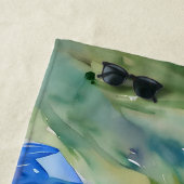 Lady in Blue Dress - Waterverf Schilderij Strandlaken (In situ)