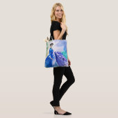 Lady in Blue Dress - Waterverf Schilderij Tote Bag (Op model)