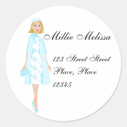 Lady In Blue Ronde Sticker (Voorkant)