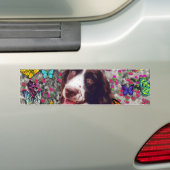 Lady in Butterflies - Bretagne Spaniel Dog Bumpersticker (Op auto)