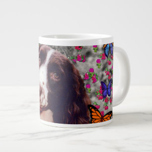 Lady in Butterflies - Bretagne Spaniel Dog Grote Koffiekop
