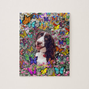 Lady in Butterflies - Bretagne Spaniel Dog Legpuzzel