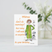 Lady in Curlers en Green Robe zegt Happy Birthday Briefkaart (Staand voorkant)