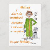 Lady in Curlers en Green Robe zegt Happy Birthday Briefkaart (Voorkant)