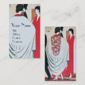 LADY IN DE MIRROR, ART DECO BEAUTY MODE VISITEKAARTJE (Voorkant / Achterkant)