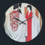 LADY IN DE Mode MIRROR Art Deco Grote Klok<br><div class="desc">Levendige, klastige Franse kunst Deco met hoge mode.Ontwerp met een mooie dame in de spiegel, in zwarte witte, rode kleuren .Cool, modern en artistiek ontwerp perfect voor theatervormers, costumers, boutique eigenaars, theateractrices, modellen, cosmeticans, cosmetologen, haarstaarster, stijlvolle haarlijst, parfume, persoonlijke shoppers s, wardrobe consultants, mode ontwerpers, fashionista, amusementsindustrie en andere creatieve...</div>