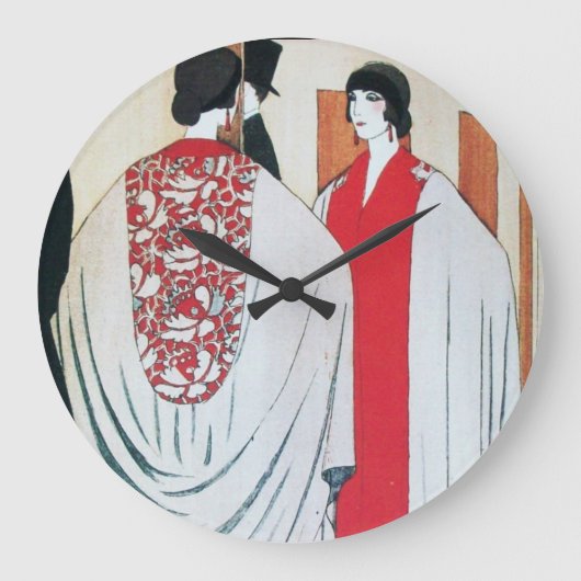 LADY IN DE Mode MIRROR Art Deco Grote Klok (Voorkant)