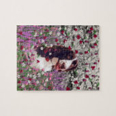 Lady in Flowers - Bretagne Spaniel Dog Legpuzzel (Horizontaal)