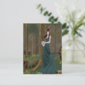Lady in Forrest Green Dress Briefkaart (Staand voorkant)