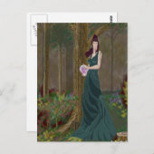 Lady in Forrest Green Dress Briefkaart (Voorkant / Achterkant)