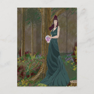 Lady in Forrest Green Dress Briefkaart
