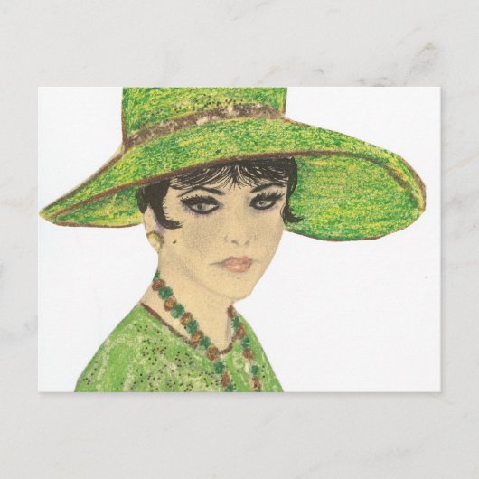 Lady In Green Briefkaart (Voorkant)