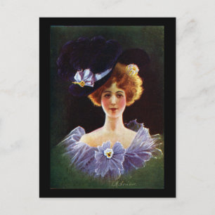 Lady in Orchid Dress met Pansy Pin Briefkaart