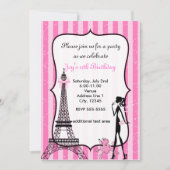 Lady in Paris Eiffeltoren roze poedel uitnodiging (Voorkant)