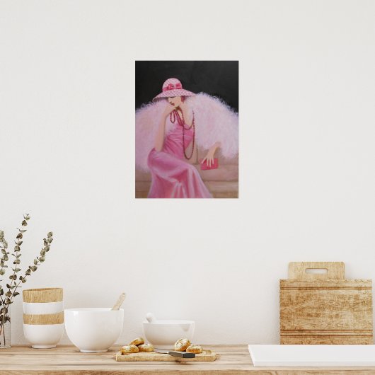 LADY IN PINK, ART DECO POSTER (Keuken)