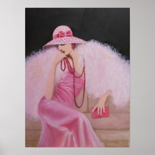 LADY IN PINK, ART DECO POSTER (Voorkant)