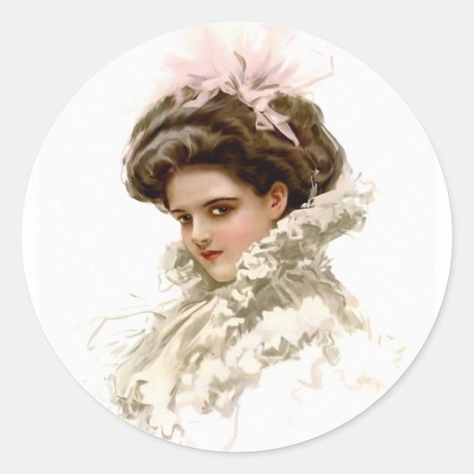 Lady in Profile Ronde Sticker (Voorkant)