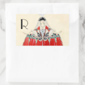 LADY IN RED, BEAUTY, MODE COSTUME DESIGN MONOGRAM RECHTHOEKIGE STICKER (Tas)