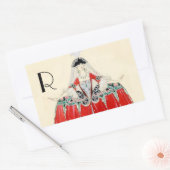 LADY IN RED, BEAUTY, MODE COSTUME DESIGN MONOGRAM RECHTHOEKIGE STICKER (Envelop)