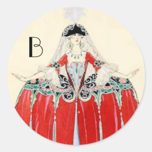 LADY IN RED, BEAUTY MODE COSTUME DESIGN MONOGRAM RONDE STICKER