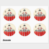 LADY IN RED, BEAUTY MODE COSTUME DESIGN MONOGRAM RONDE STICKER (Vel)