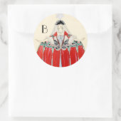 LADY IN RED, BEAUTY MODE COSTUME DESIGN MONOGRAM RONDE STICKER (Tas)
