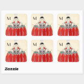 LADY IN RED, BEAUTY MODE COSTUME DESIGN MONOGRAM VIERKANTE STICKER (Vel)