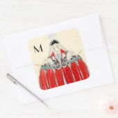 LADY IN RED, BEAUTY MODE COSTUME DESIGN MONOGRAM VIERKANTE STICKER (Envelop)