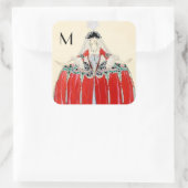 LADY IN RED, BEAUTY MODE COSTUME DESIGN MONOGRAM VIERKANTE STICKER (Tas)