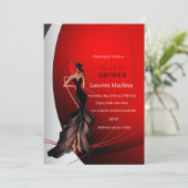 Lady in Red Bridal-douche Kaart (Staand voorkant)