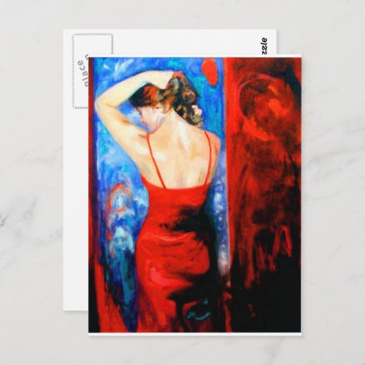 Lady In Red Briefkaart (Voorkant / Achterkant)