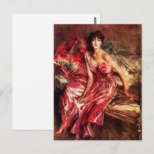 Lady in Red Briefkaart (Voorkant / Achterkant)