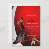 Lady in Red brunch en bubbly Invitation Kaart (Voorkant)