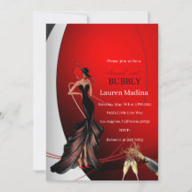 Lady in Red brunch en bubbly Invitation