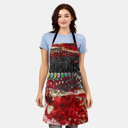 Lady in RED GLAM Schort (Gedragen)