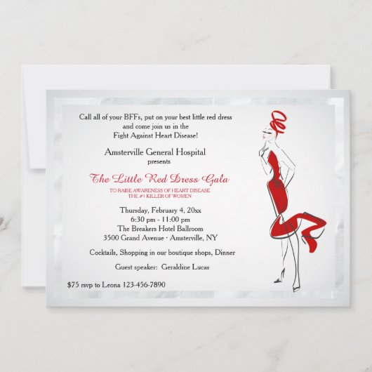 Lady in Red Invitation Kaart (Voorkant)