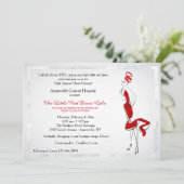 Lady in Red Invitation Kaart (Staand voorkant)