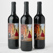 Lady in Red Italy Fine Art Wine Label Wijn Etiket (Flessen)