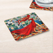 Lady in Red Kartonnen Onderzetters (Schuin)