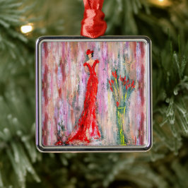 Lady in Red Metalen Ornament