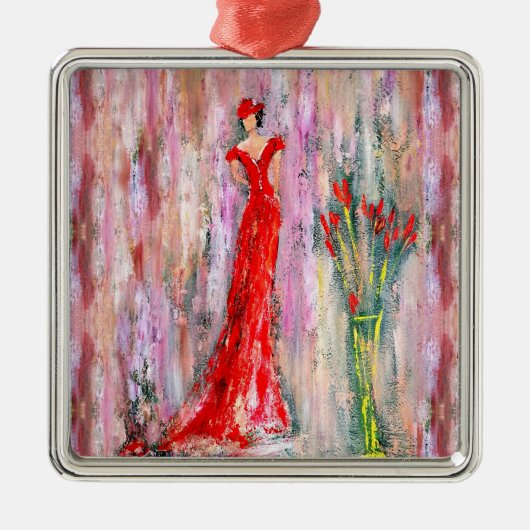 Lady in Red Metalen Ornament (Voorkant)