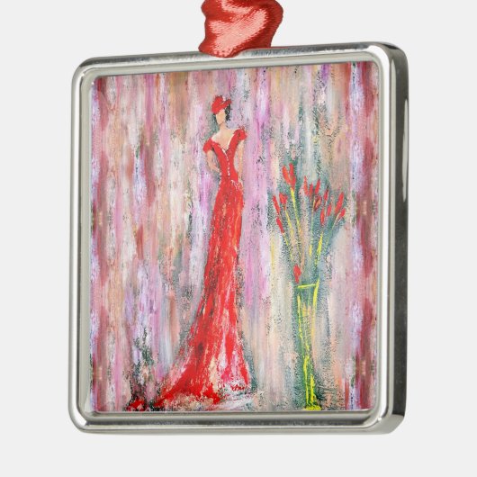 Lady in Red Metalen Ornament (Links)
