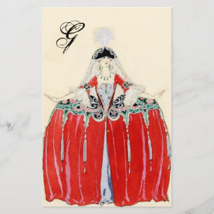 LADY IN RED MODE COSTUME DESIGNER MONOGRAM BRIEFPAPIER